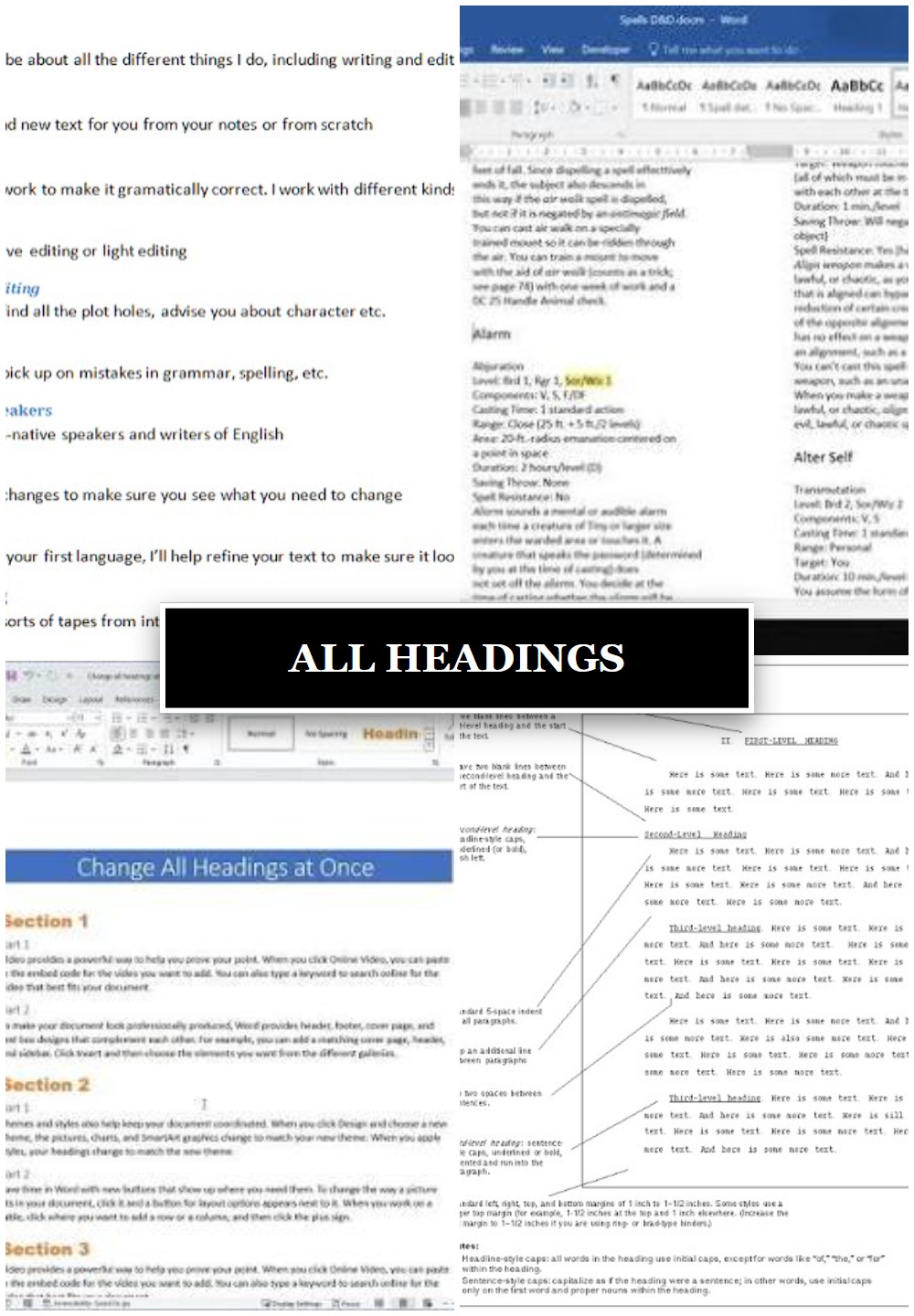 ALL HEADINGS