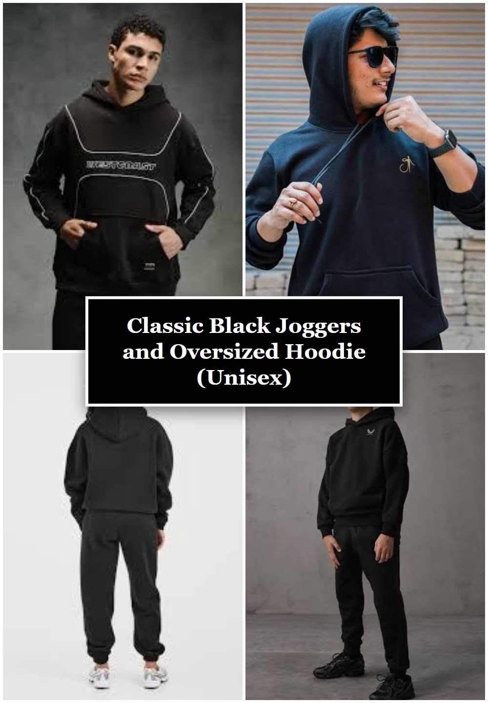 Classic Black Joggers and Oversized Hoodie (Unisex)