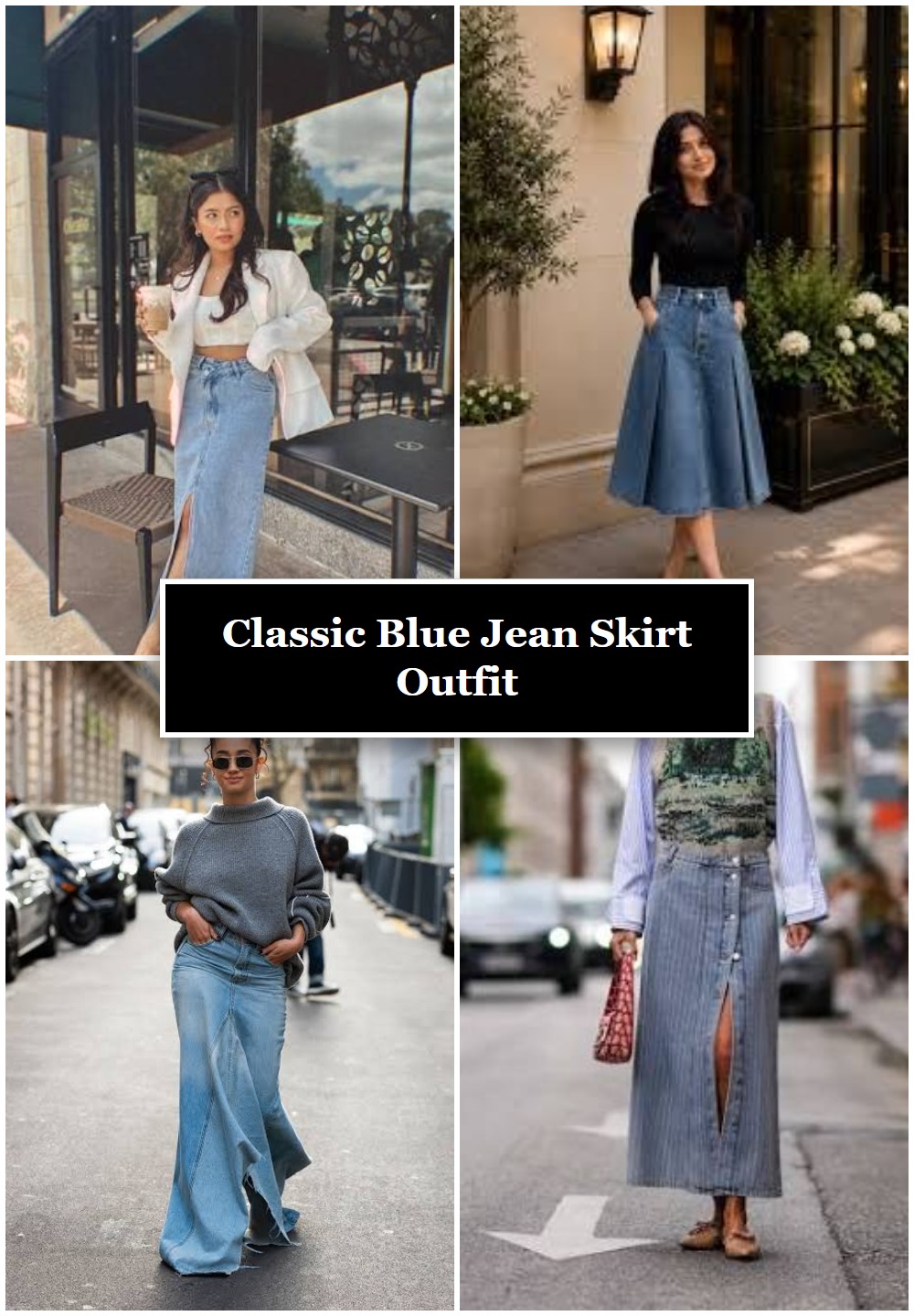 Classic Blue Jean Skirt Outfit