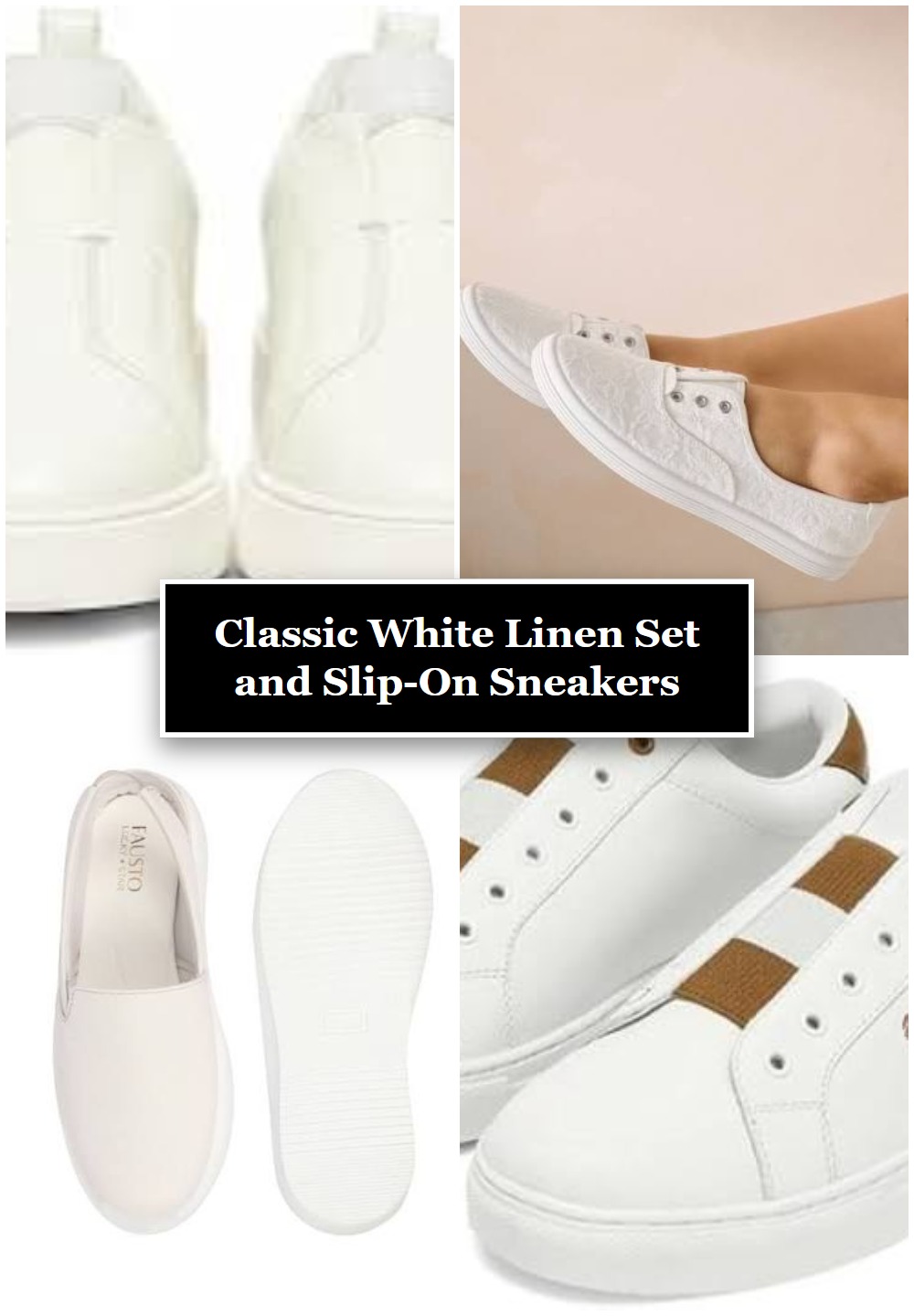 Classic White Linen Set and Slip-On Sneakers
