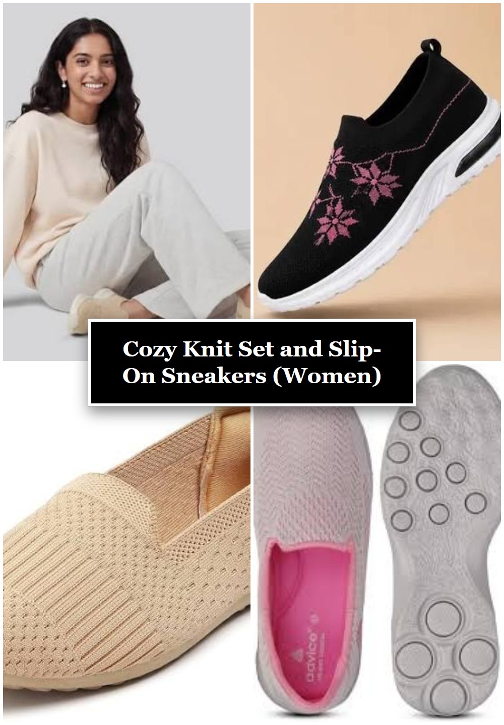 Cozy Knit Set and Slip-On Sneakers (Women)