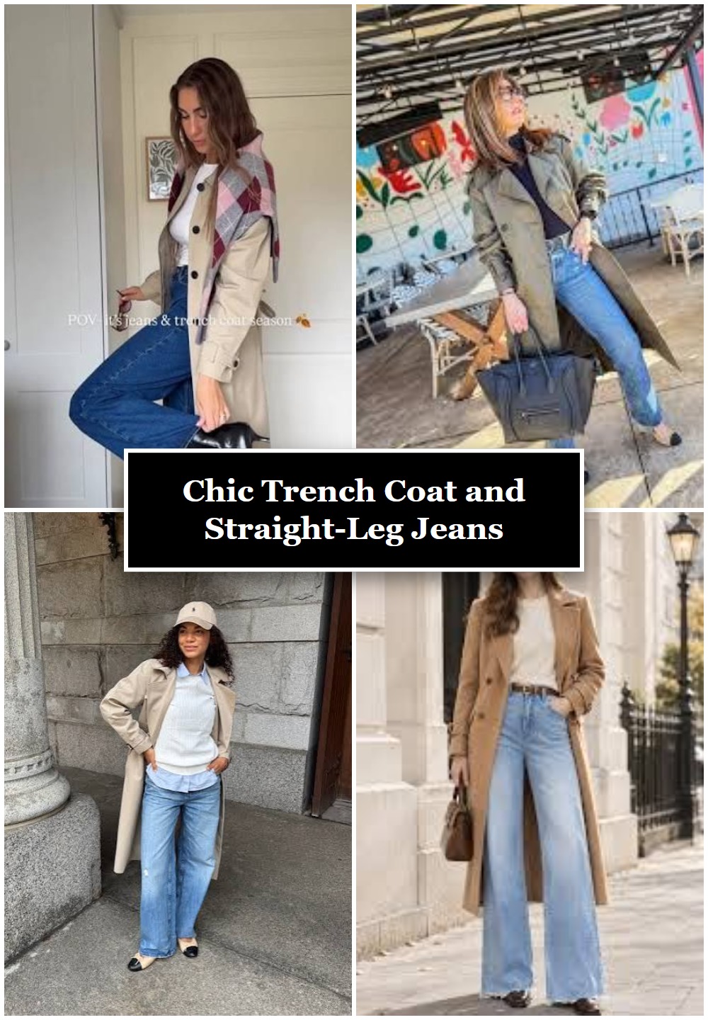 Chic Trench Coat and Straight-Leg Jeans