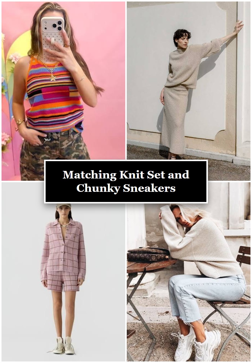Matching Knit Set and Chunky Sneakers