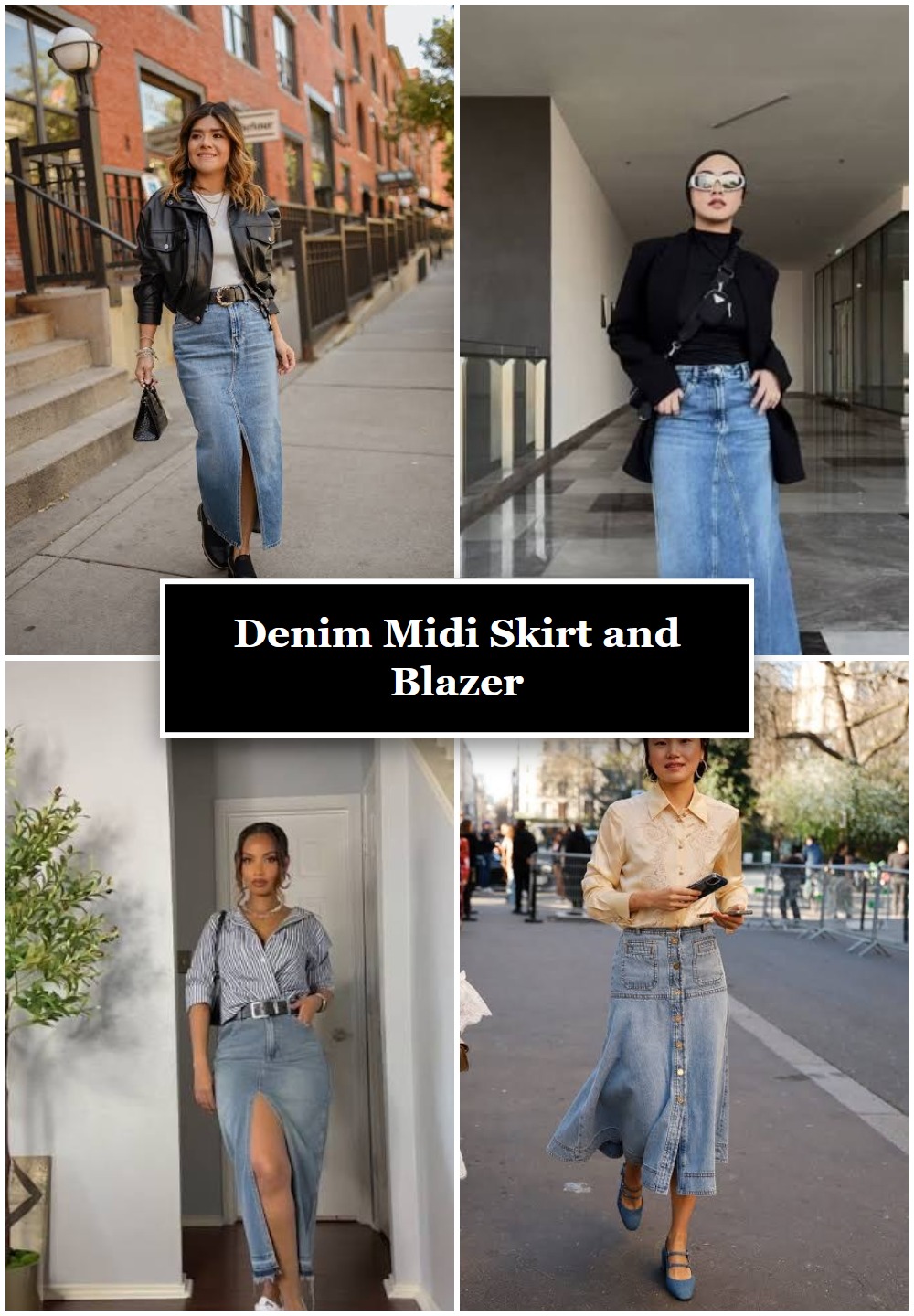 Denim Midi Skirt and Blazer