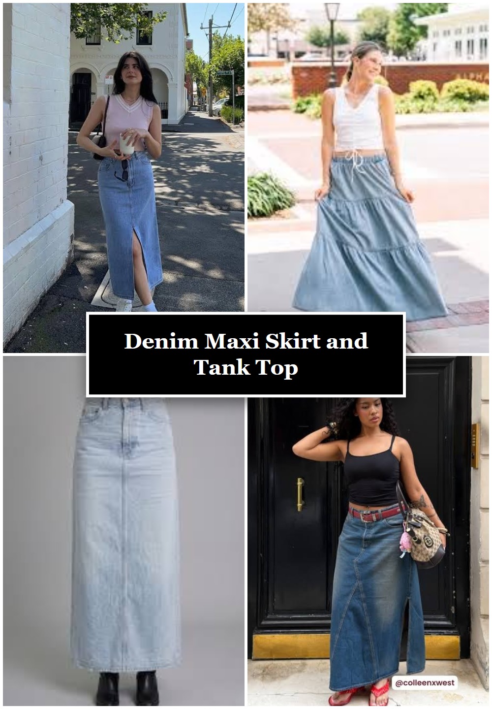 Denim Maxi Skirt and Tank Top