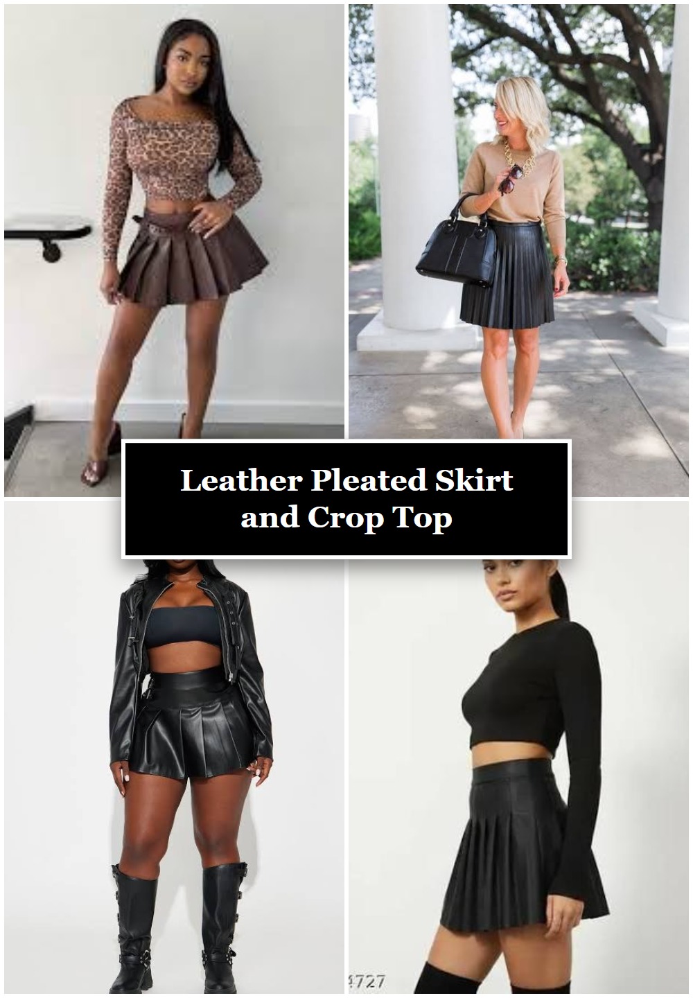 Leather Pleated Skirt and Crop Top