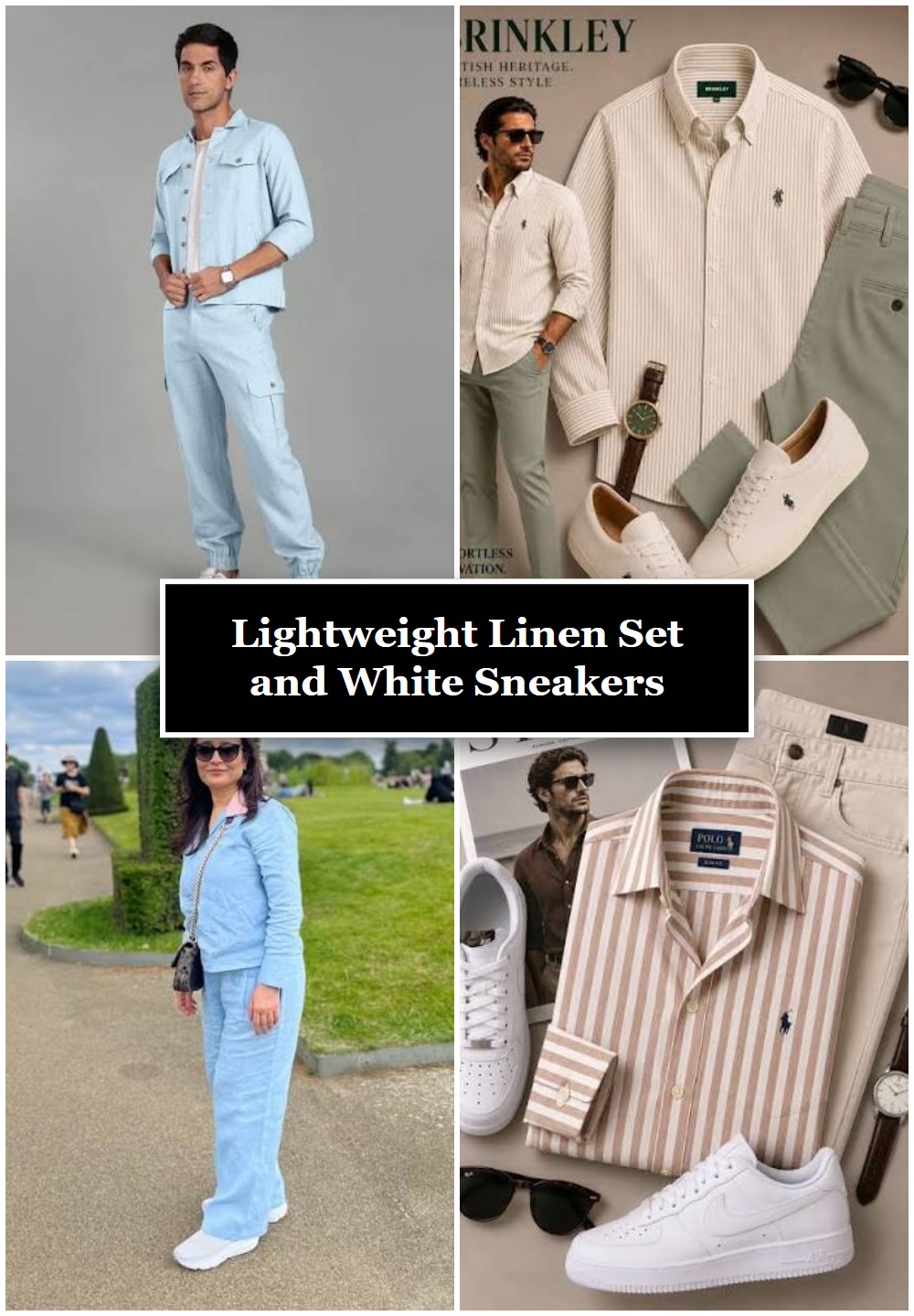 Lightweight Linen Set and White Sneakers