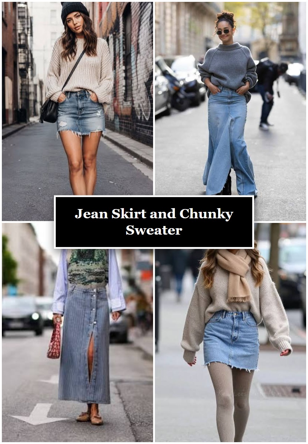 Jean Skirt and Chunky Sweater