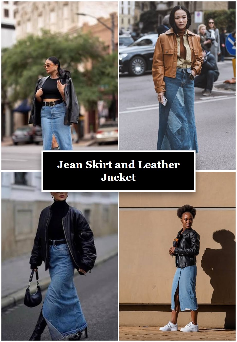 Jean Skirt and Leather Jacket
