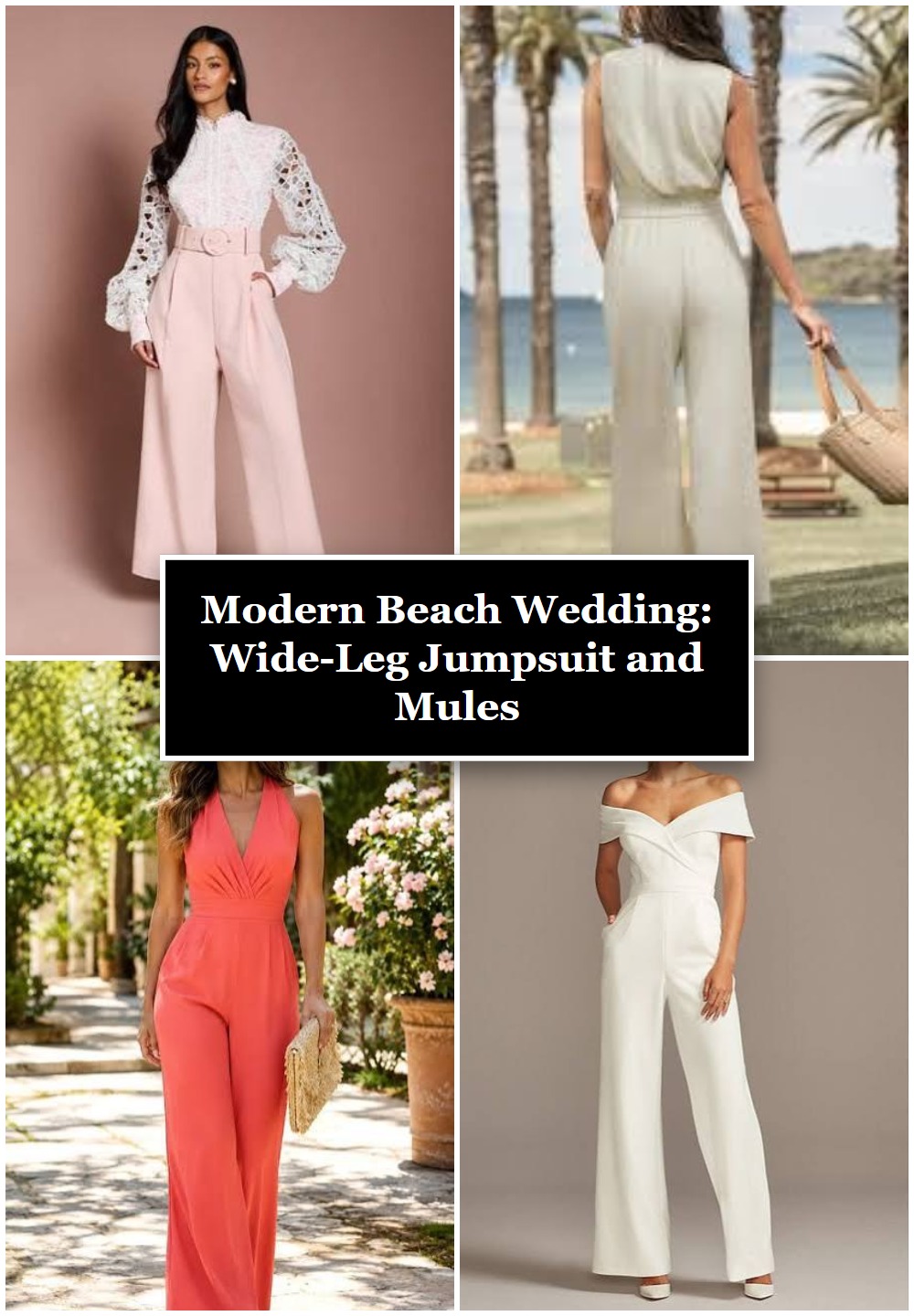 Modern Beach Wedding: Wide-Leg Jumpsuit and Mules