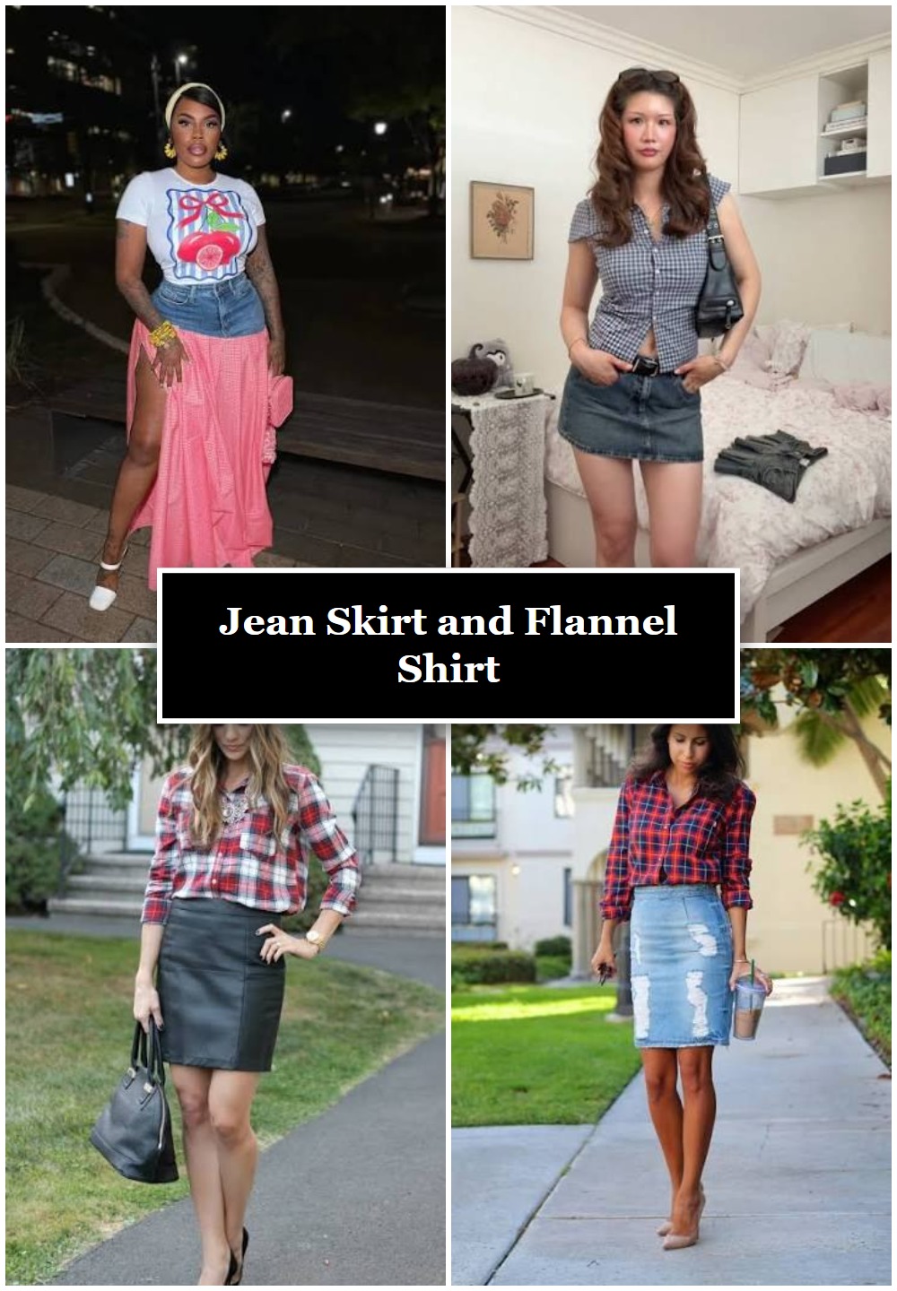 Jean Skirt and Flannel Shirt