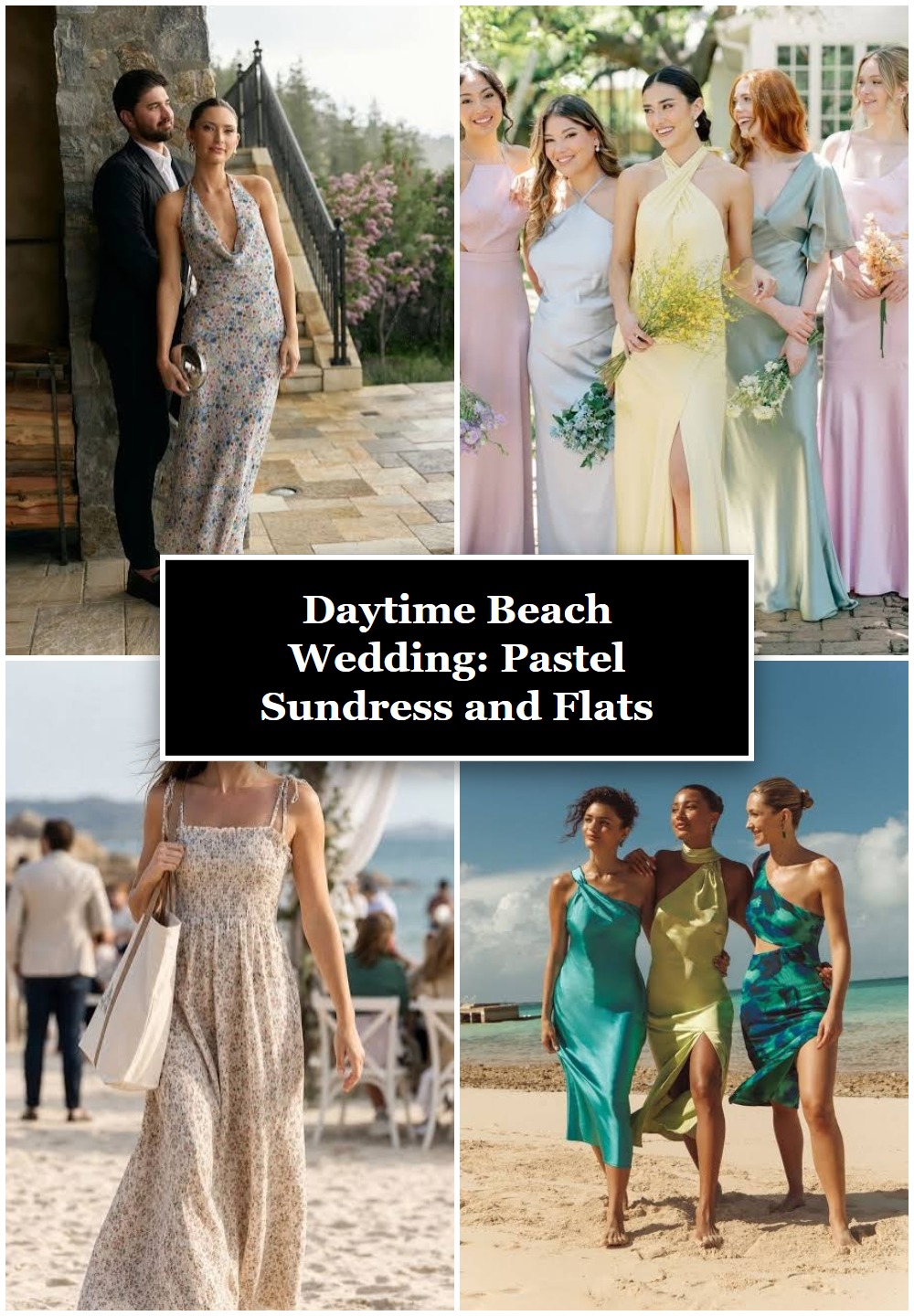 Daytime Beach Wedding: Pastel Sundress and Flats