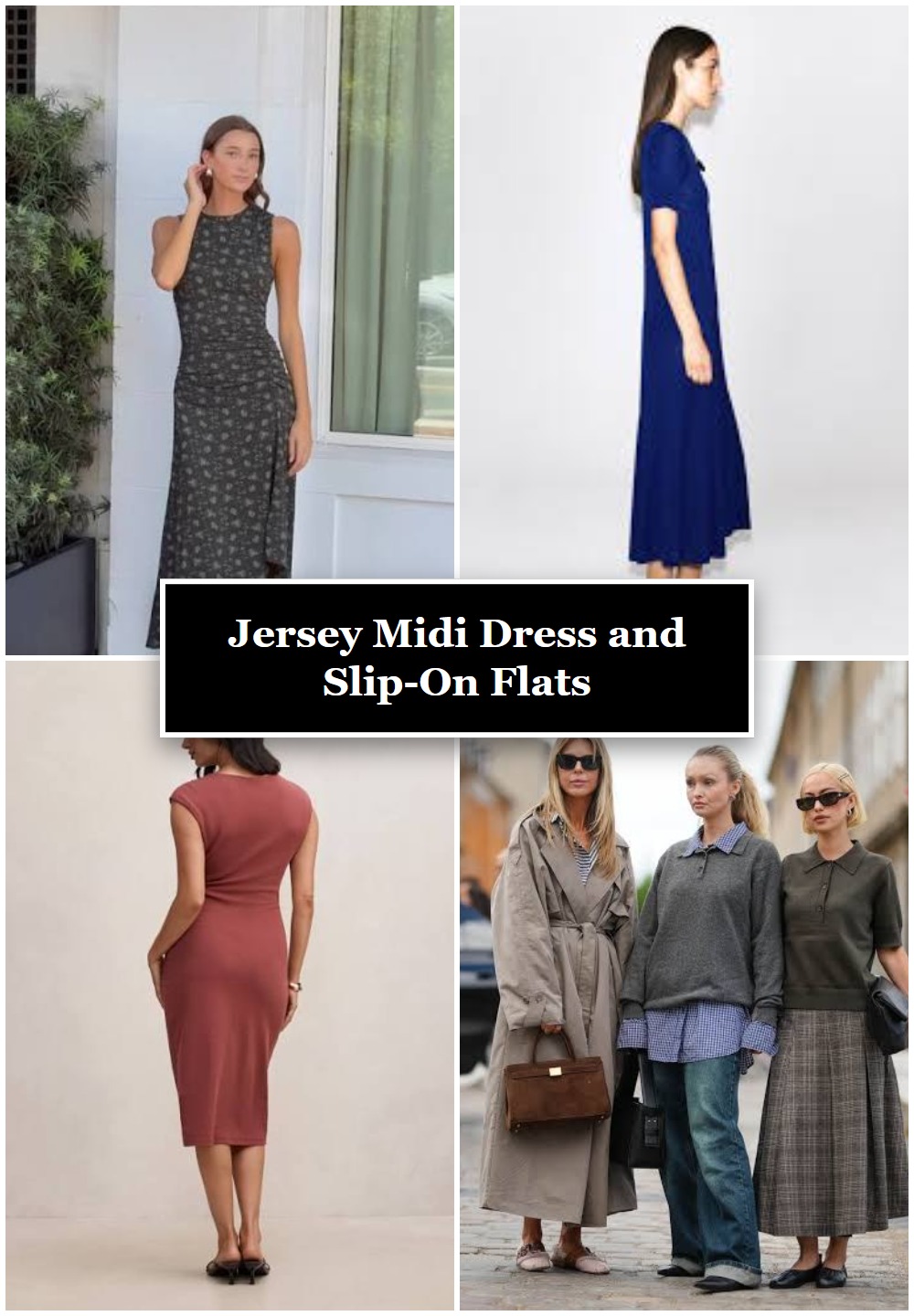 Jersey Midi Dress and Slip-On Flats