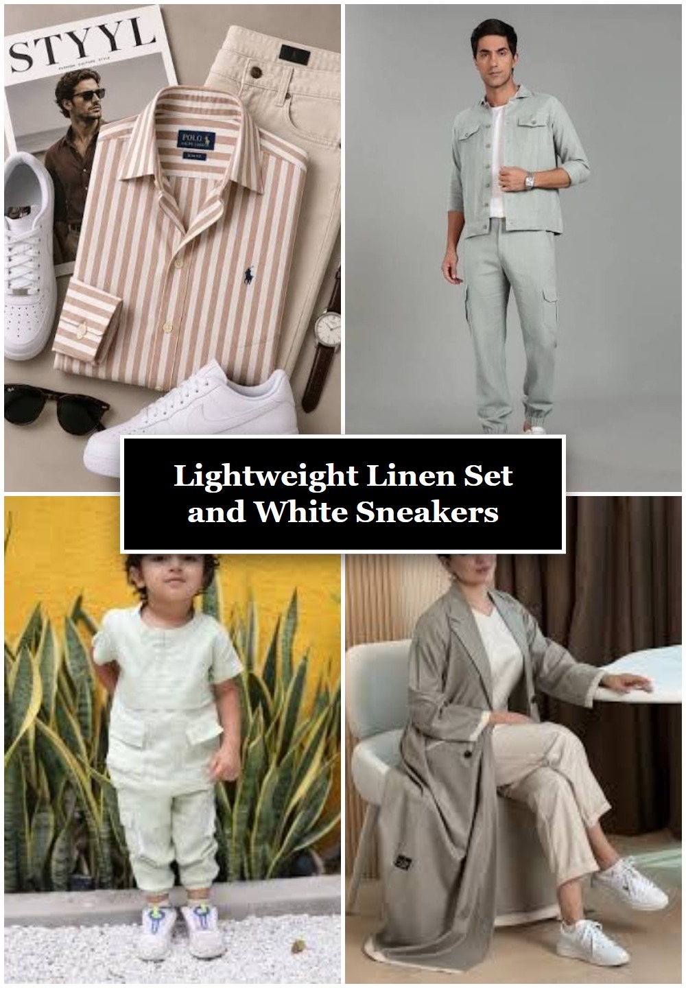 Lightweight Linen Set and White Sneakers