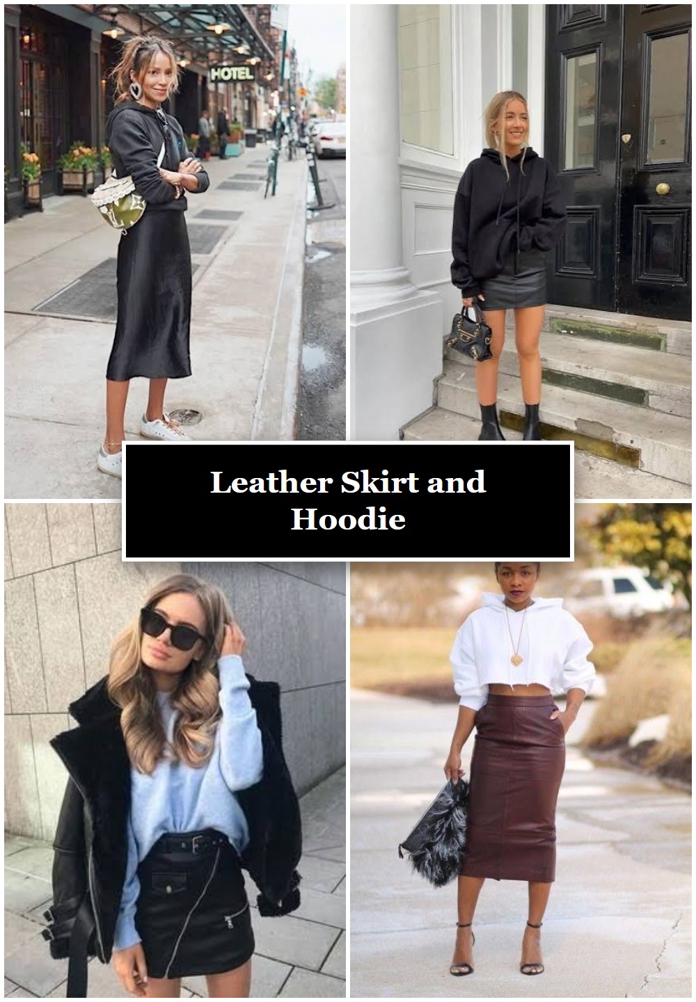 Leather Skirt and Hoodie