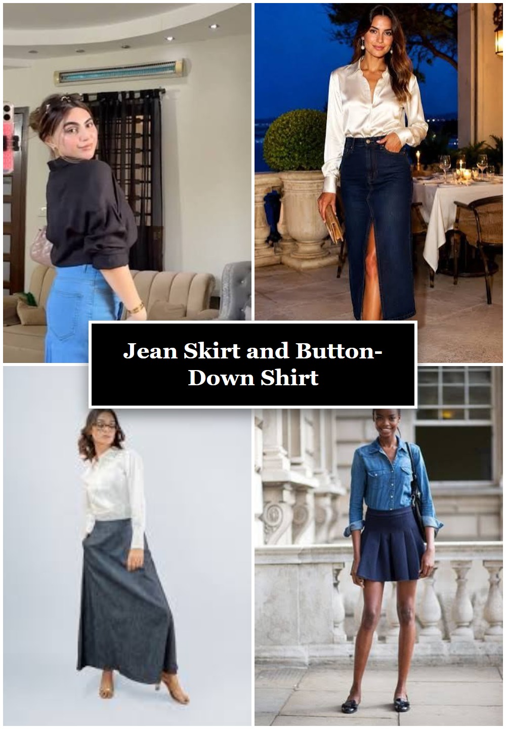 Jean Skirt and Button-Down Shirt