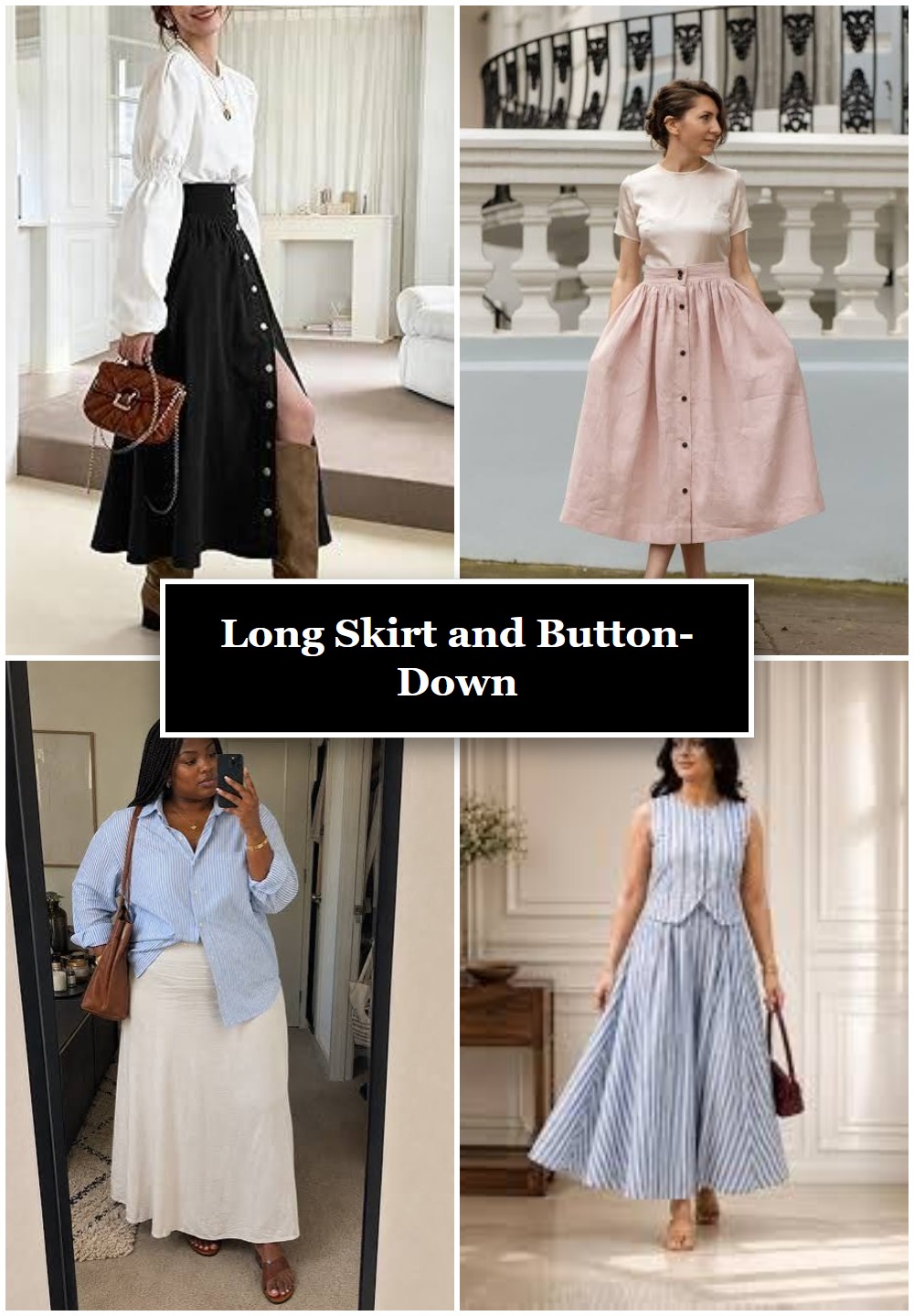 Long Skirt and Button-Down