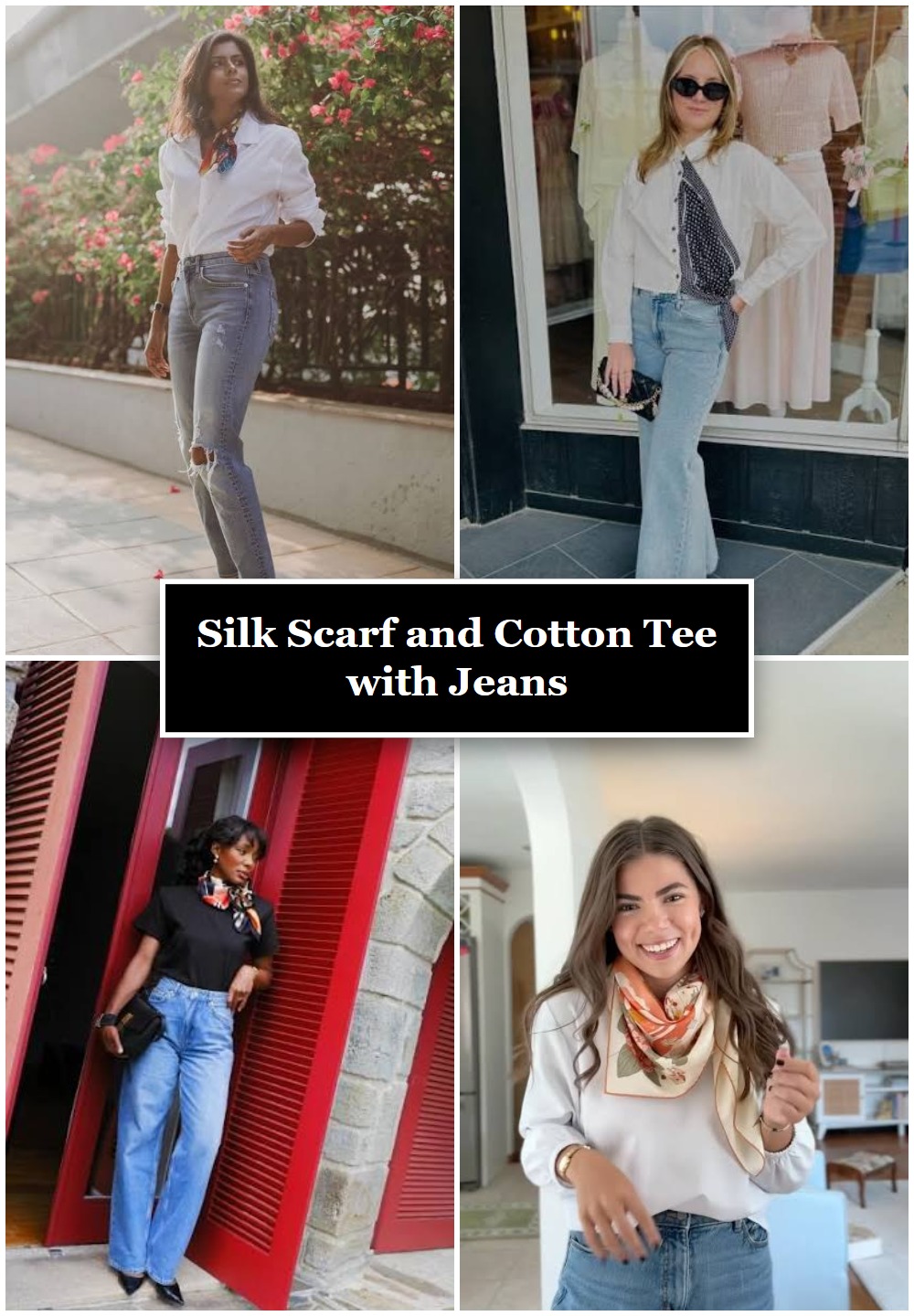 Silk Scarf and Cotton Tee with Jeans