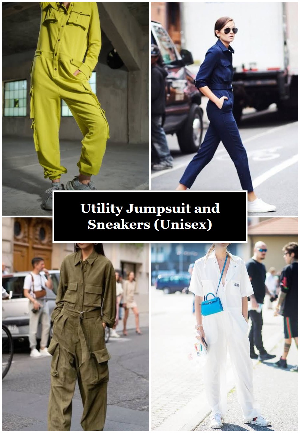 Utility Jumpsuit and Sneakers (Unisex)