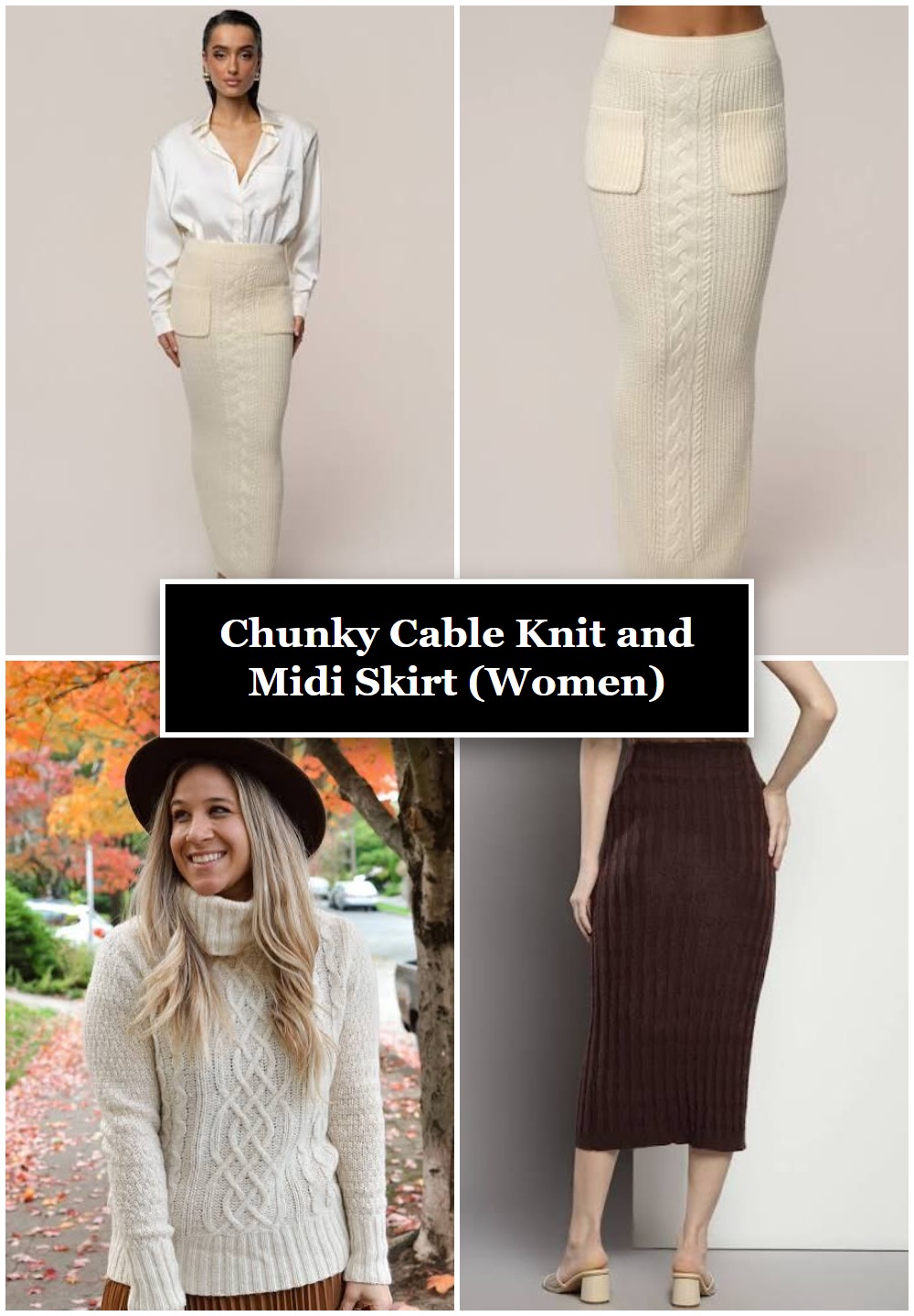 Chunky Cable Knit and Midi Skirt (Women)