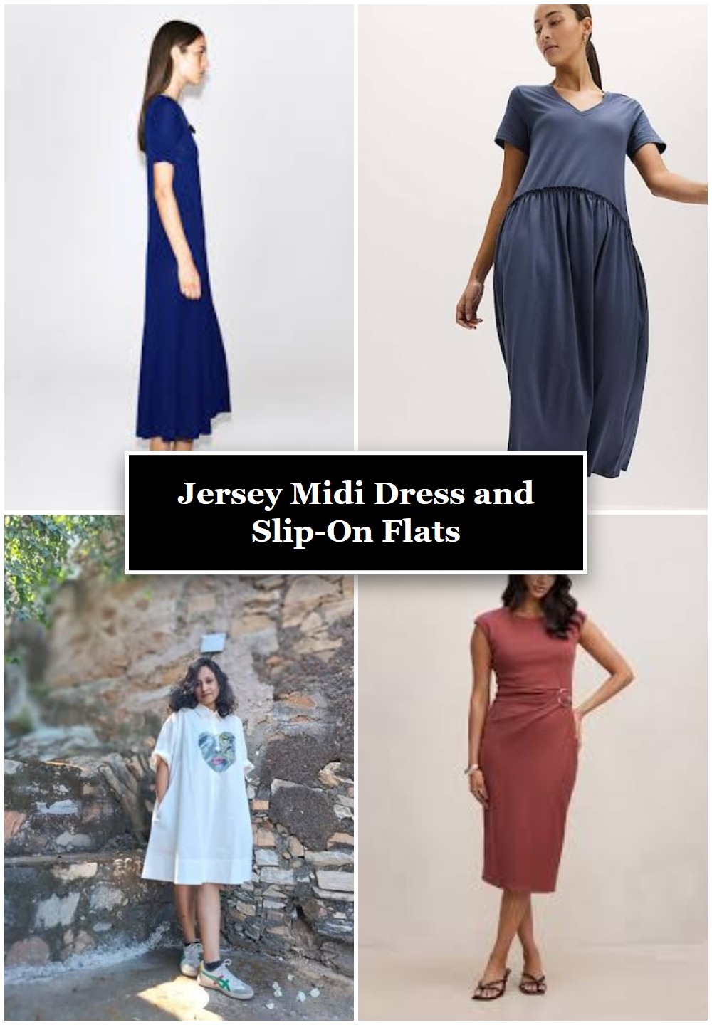 Jersey Midi Dress and Slip-On Flats