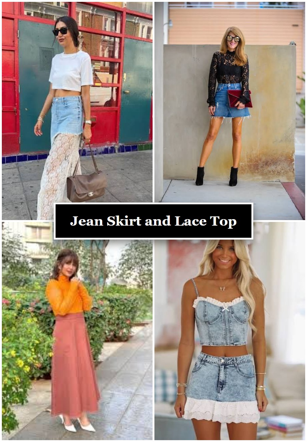 Jean Skirt and Lace Top