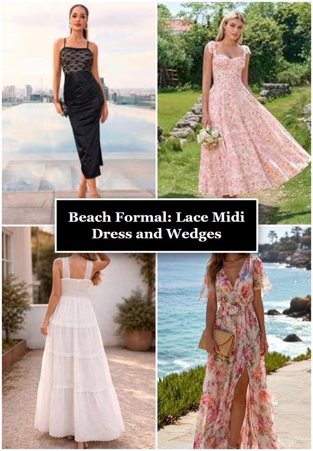 Beach Formal: Lace Midi Dress and Wedges