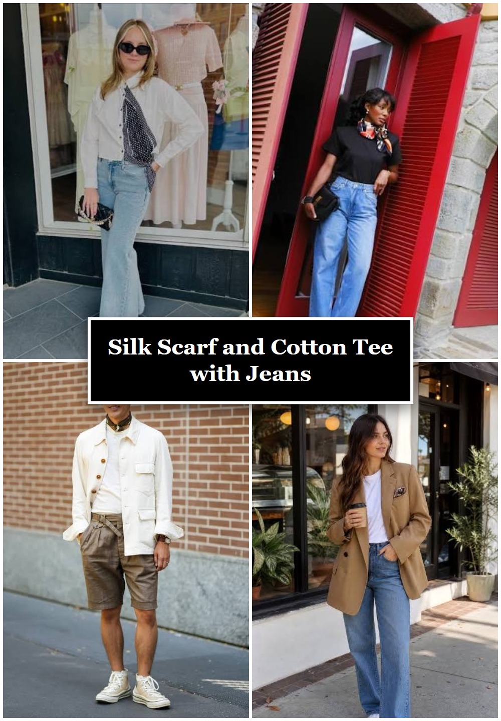 Silk Scarf and Cotton Tee with Jeans