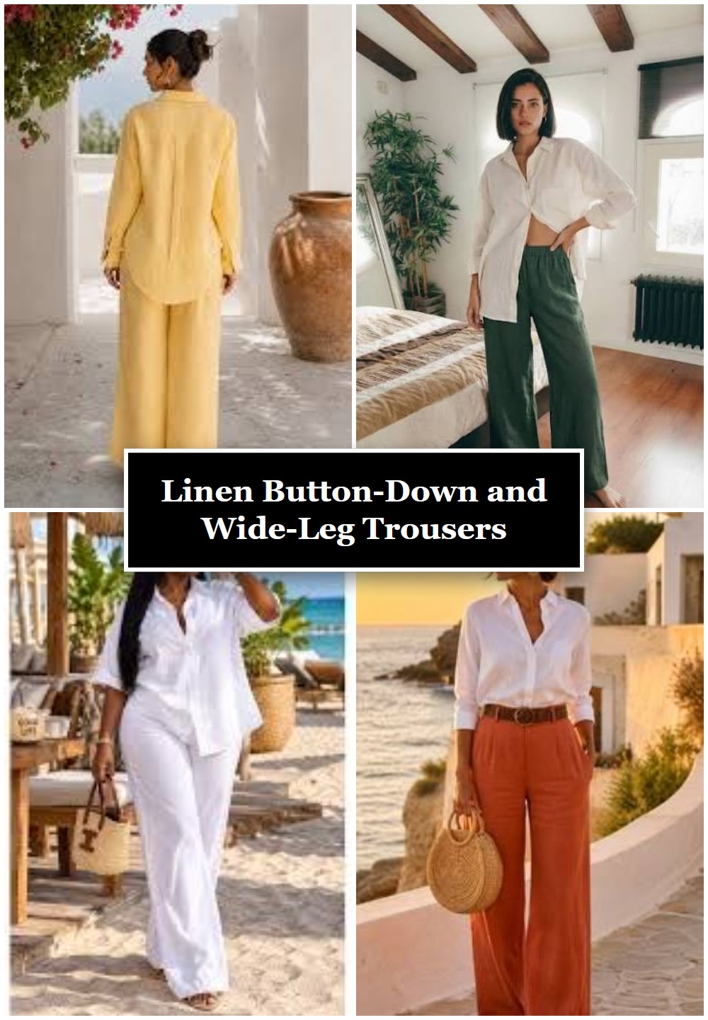 Linen Button-Down and Wide-Leg Trousers