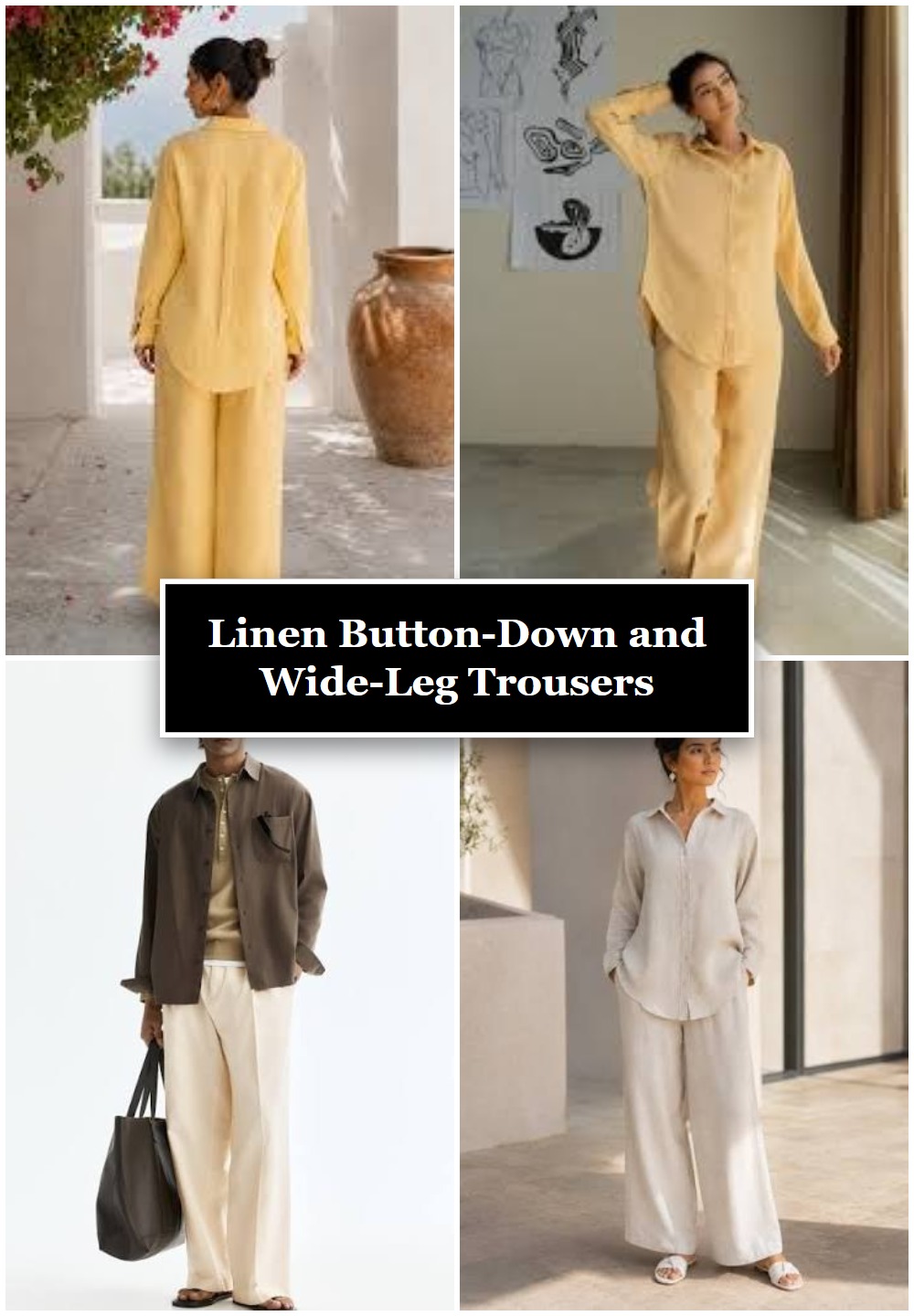 Linen Button-Down and Wide-Leg Trousers