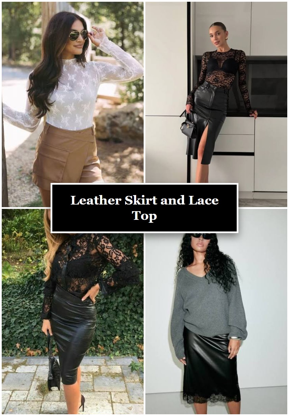 Leather Skirt and Lace Top