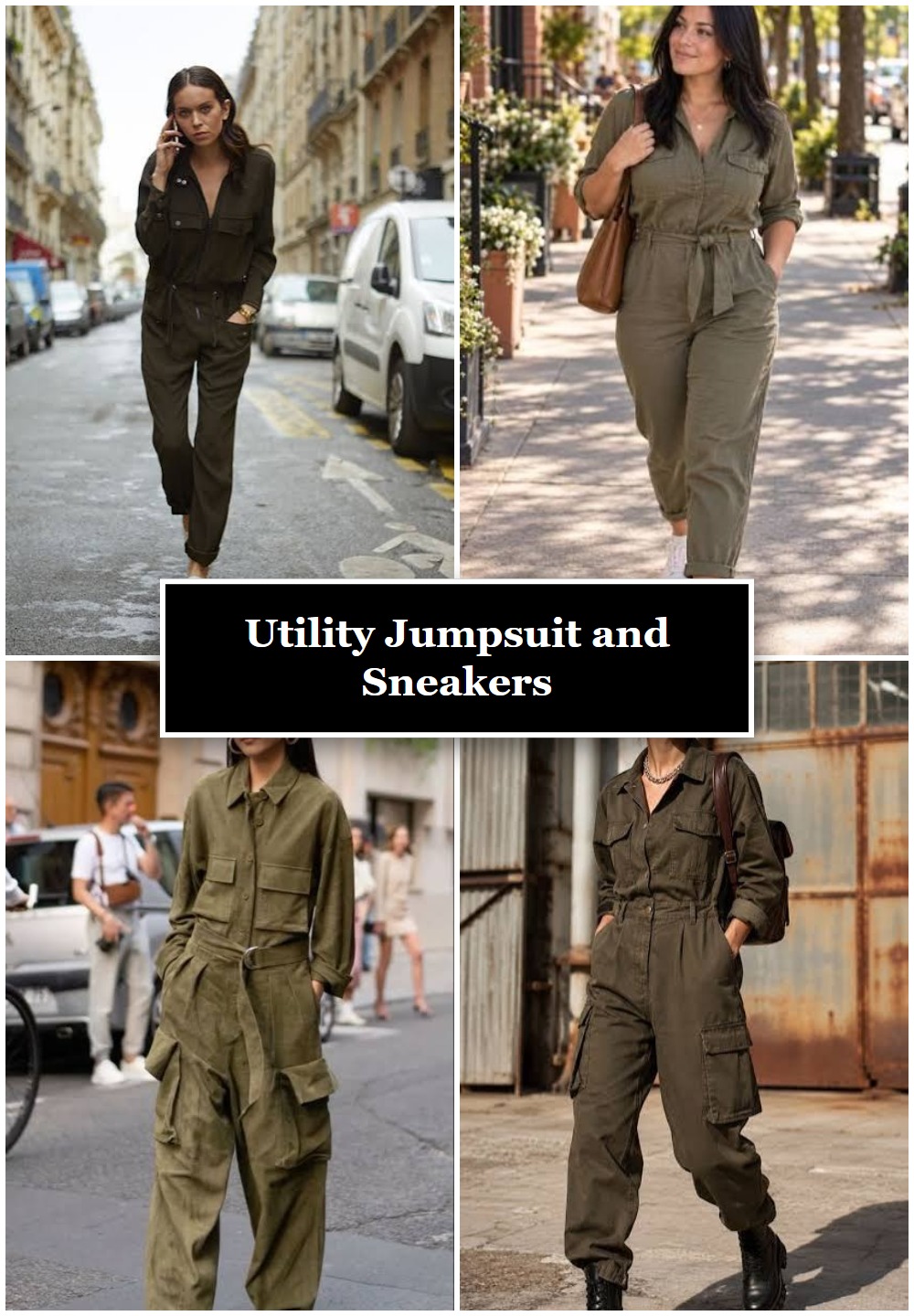 Utility Jumpsuit and Sneakers