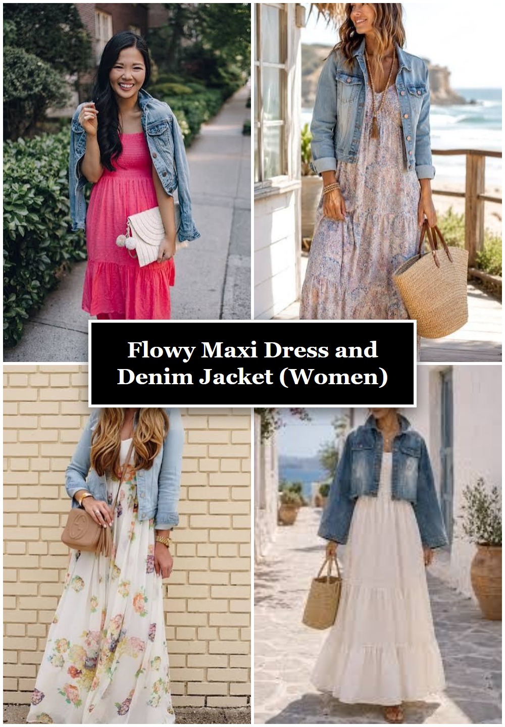 Flowy Maxi Dress and Denim Jacket (Women)
