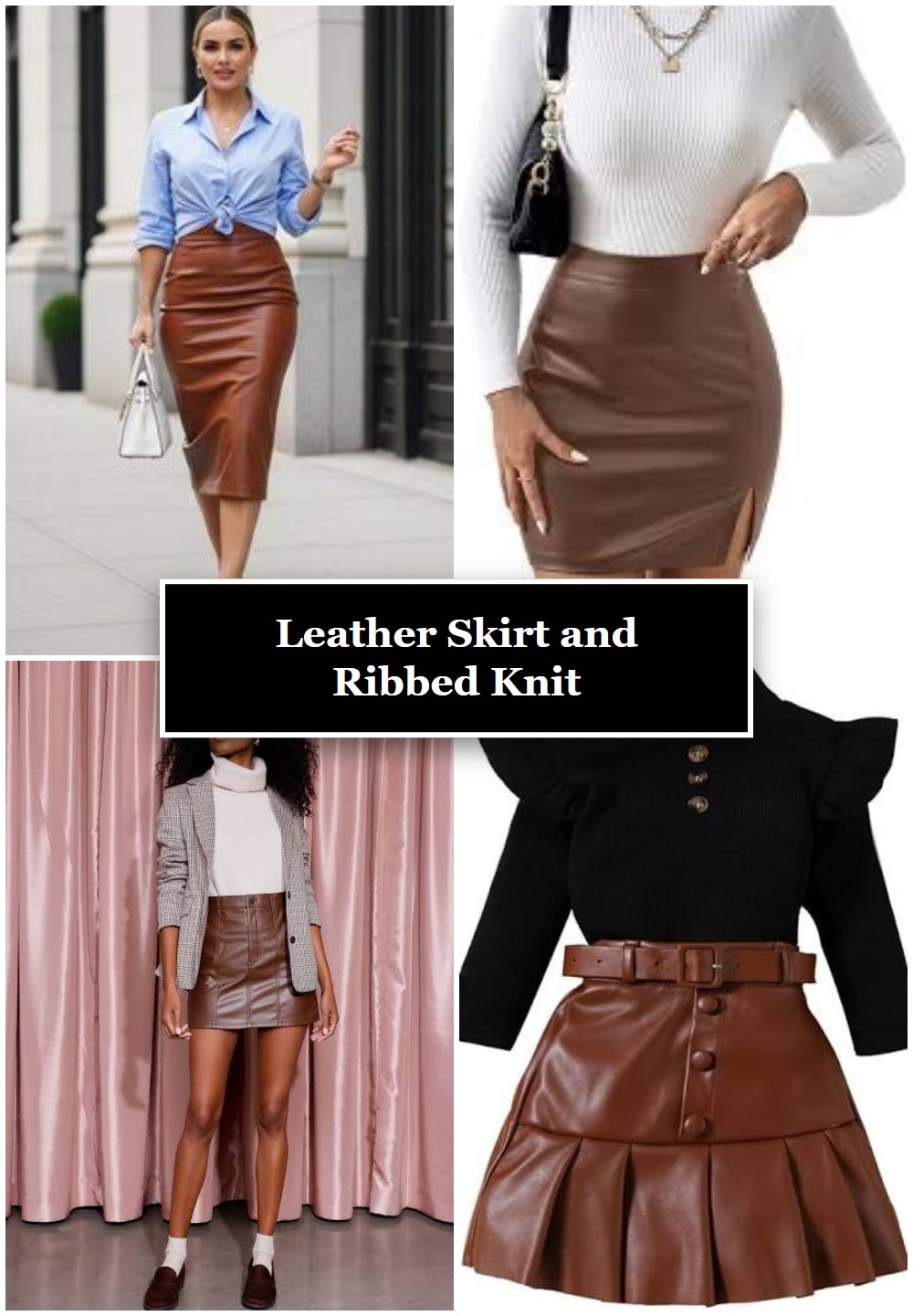 Leather Skirt and Ribbed Knit