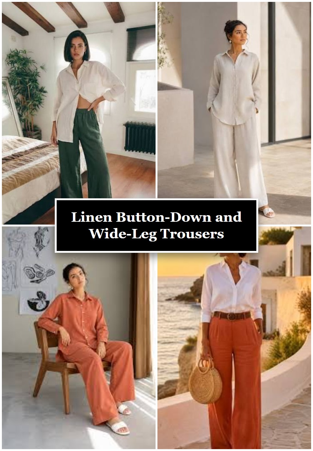 Linen Button-Down and Wide-Leg Trousers