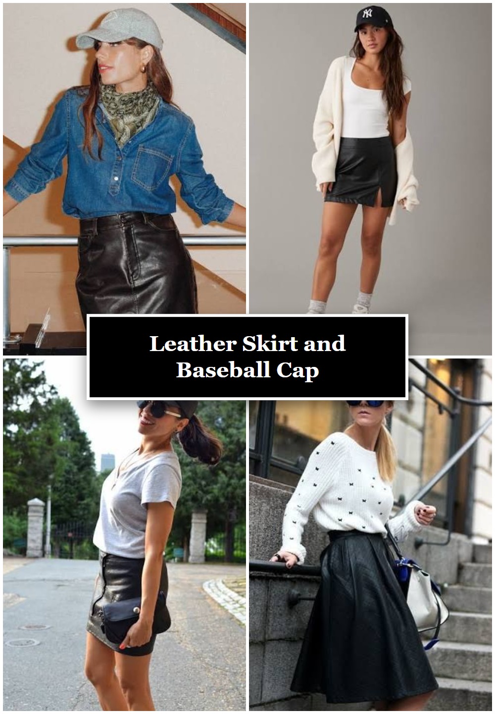 Leather Skirt and Baseball Cap