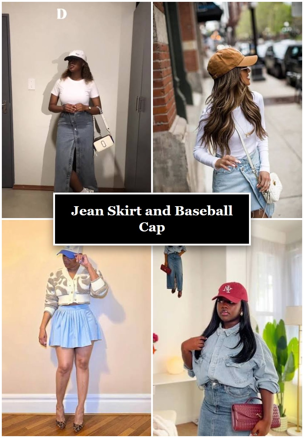 Jean Skirt and Baseball Cap