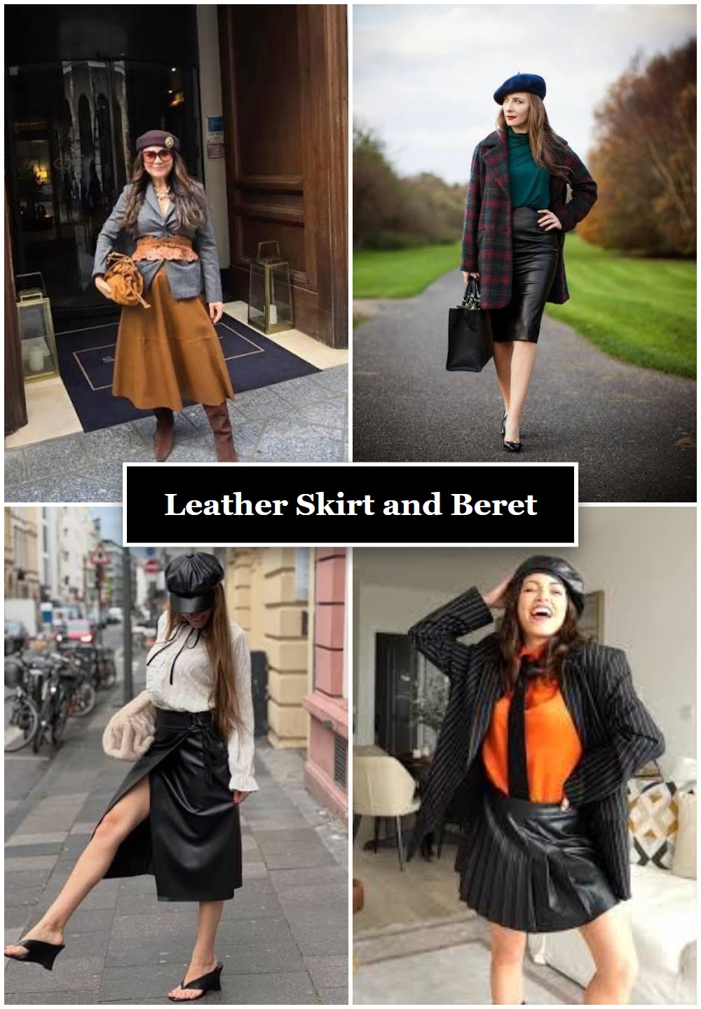 Leather Skirt and Beret