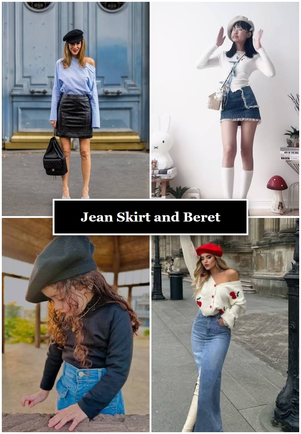 Jean Skirt and Beret