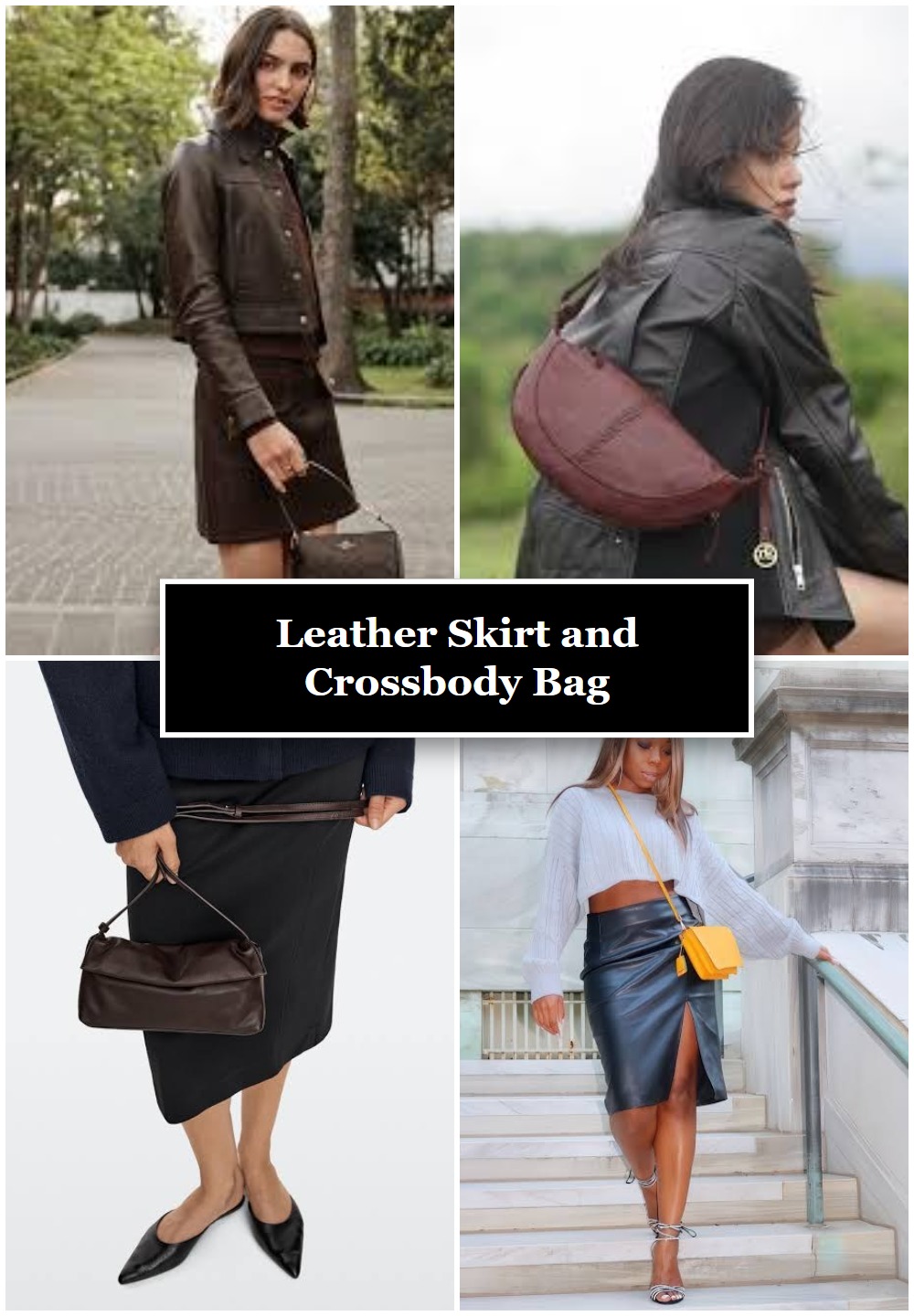 Leather Skirt and Crossbody Bag