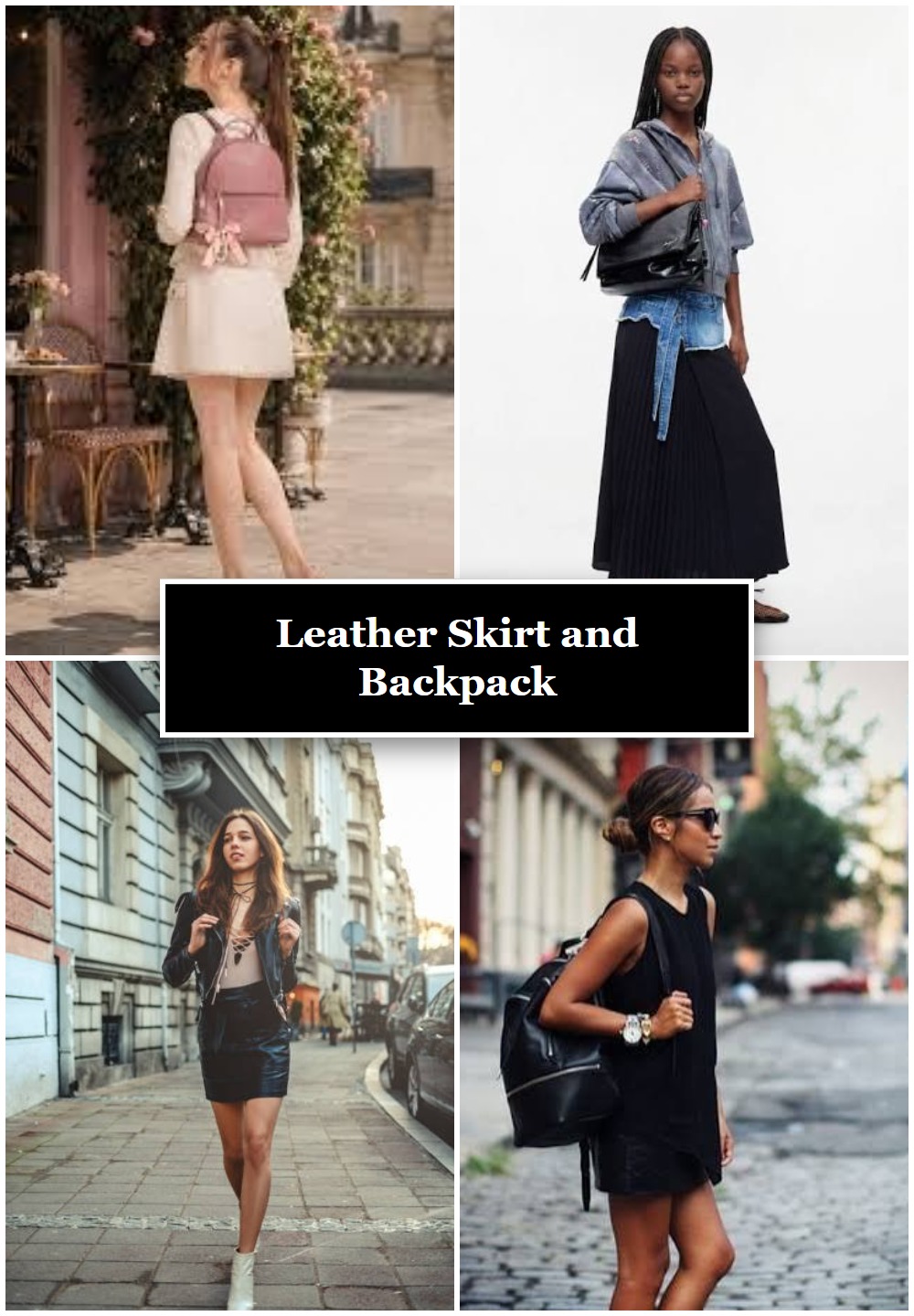Leather Skirt and Backpack