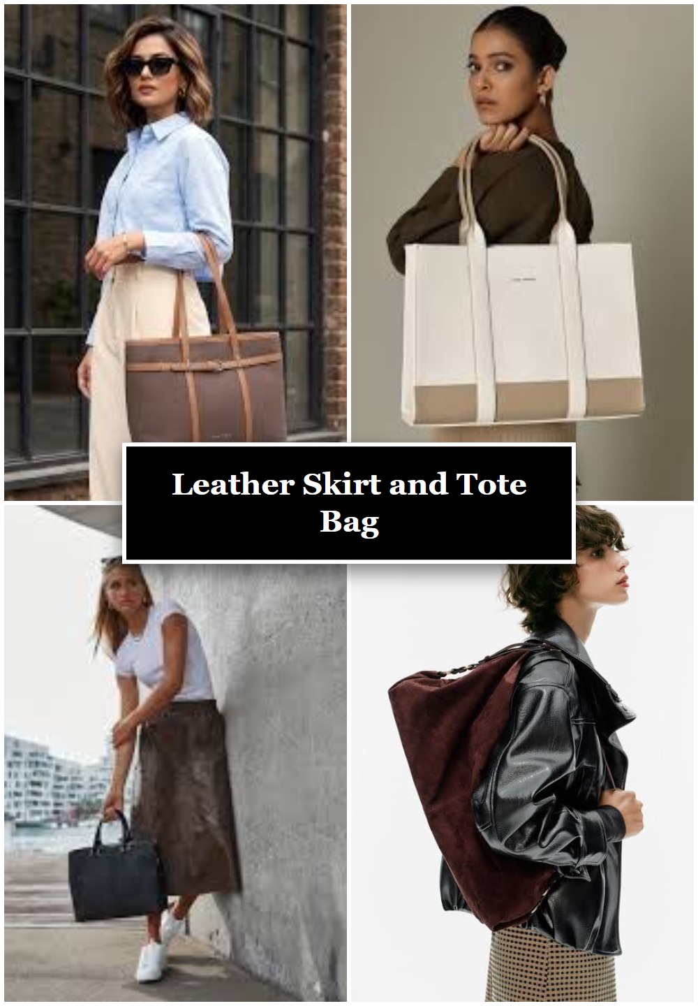 Leather Skirt and Tote Bag