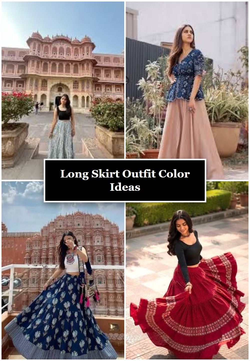 Long Skirt Outfit Color Ideas