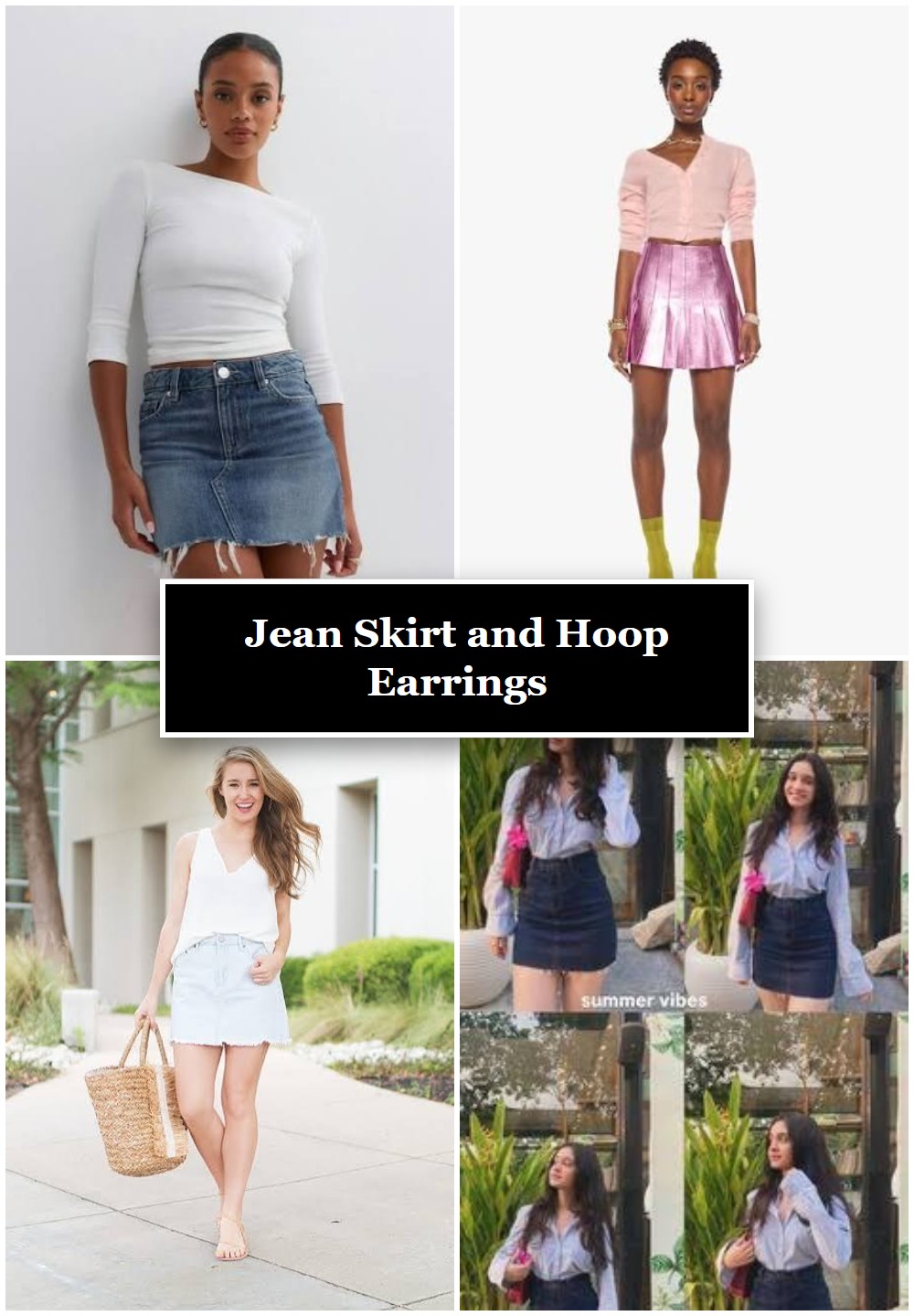 Jean Skirt and Hoop Earrings