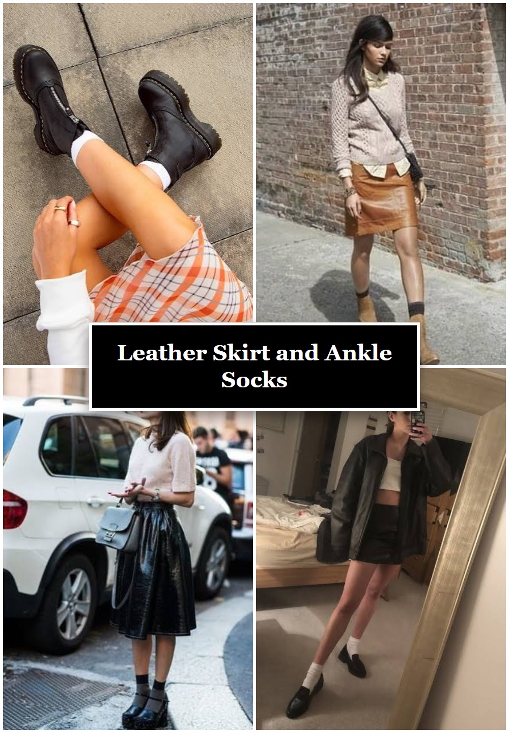 Leather Skirt and Ankle Socks