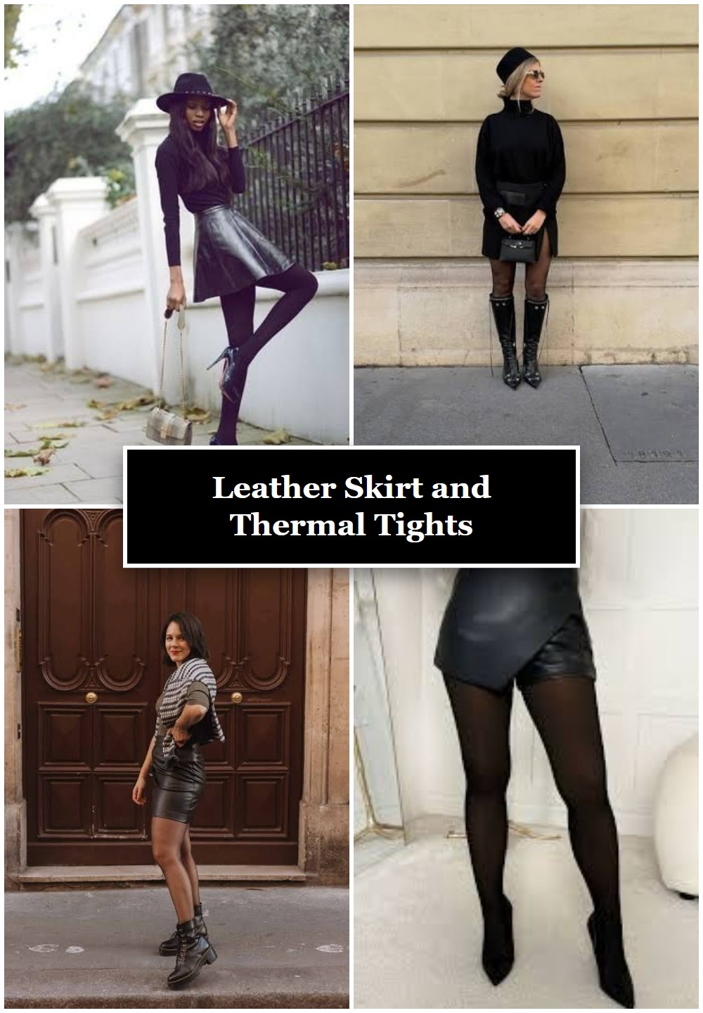 Leather Skirt and Thermal Tights
