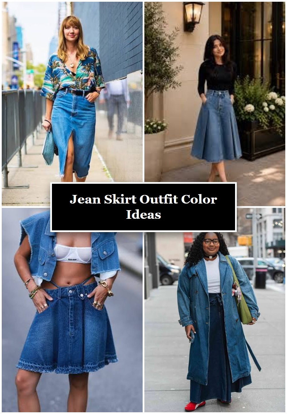 Jean Skirt Outfit Color Ideas