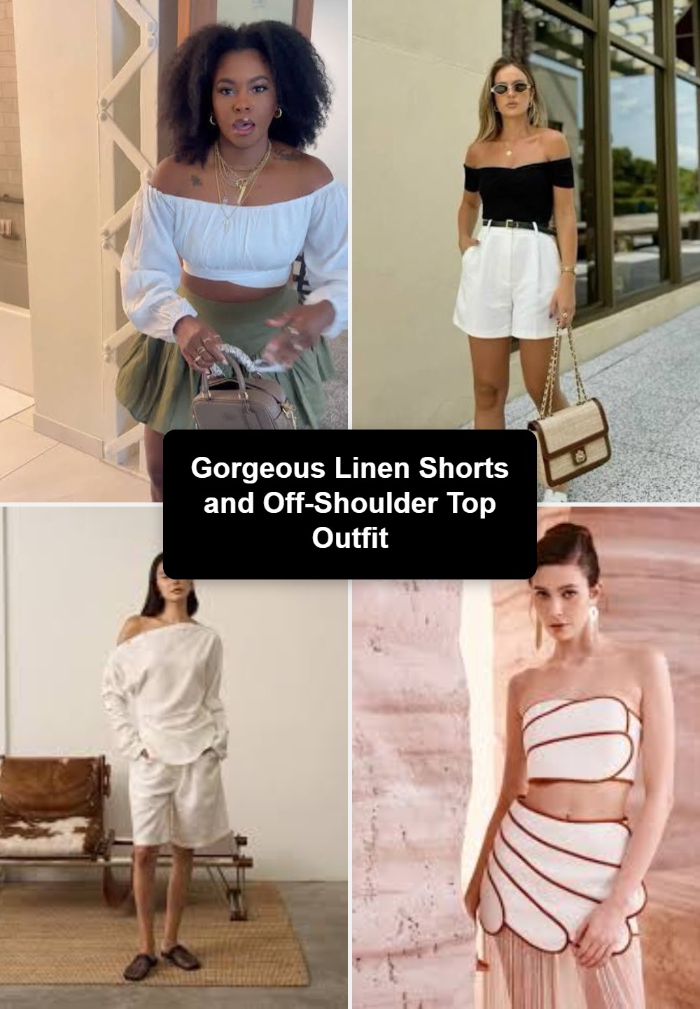 Gorgeous Linen Shorts and Off-Shoulder Top Outfit